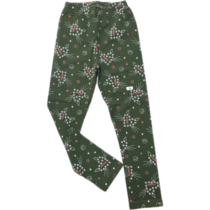 Legginsy bawełniane długie w kolorze oliwkowym ELMAR - KOTKI